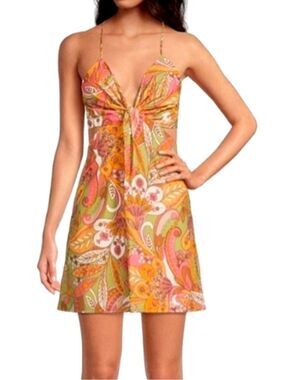 Gianni Bini Ruby Paisley V-Neck Mini Dress Size 6